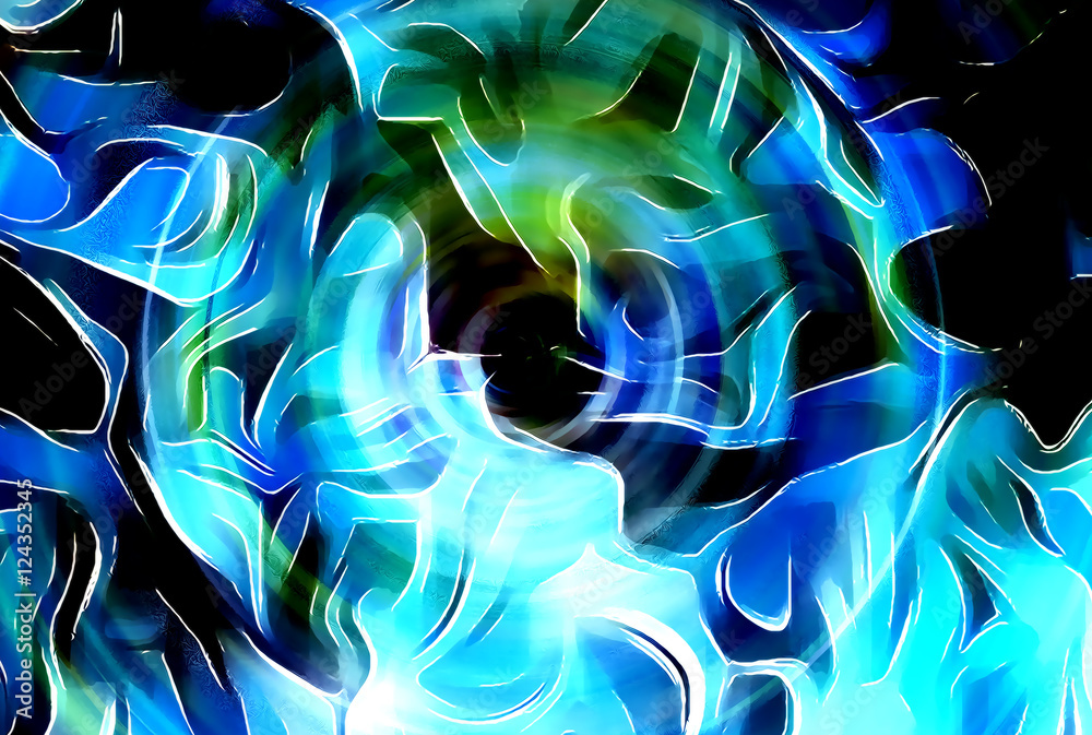 Obraz premium abstract colorful background with spots and linear structutes, computer graphic design.