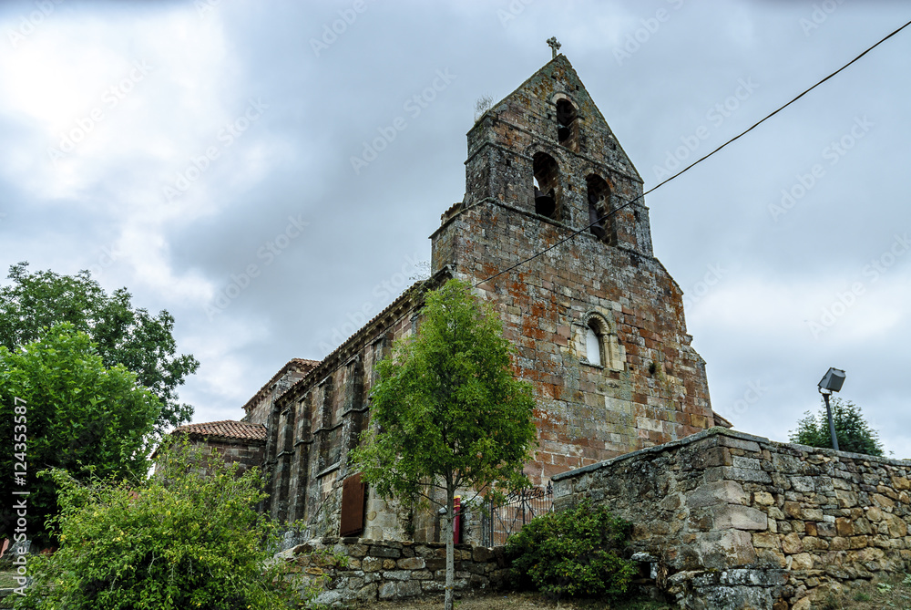 sight of the Romanesque church of San Cornelio and san Cipriano in the town of San Cebrian of Change in Palencia, Castile and León, Spain sight of the Romanesque church of San Cornelio and san Cipriano in the town of San Cebrian of Change in Palencia, Castile and León, Spain