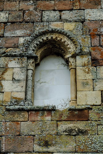 window of the Romanesque church of San Cornelio and san Cipriano in the town of San Cebrian of Change in Palencia  Castile and Le  n  Spain
