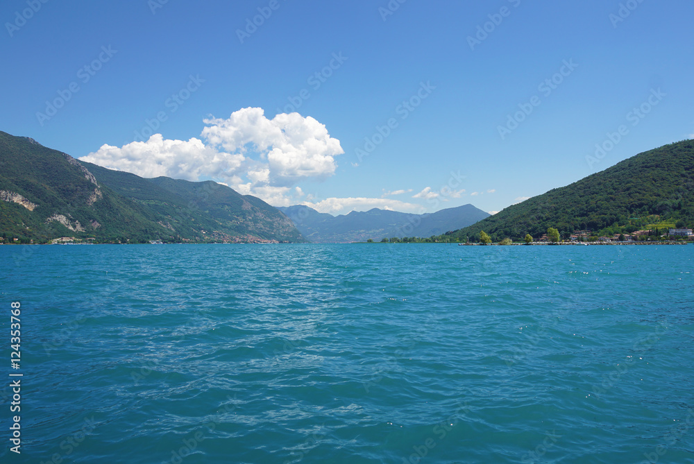 View above big beautiful lake