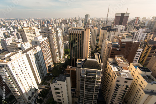 Aerial view of residential buildings in an expensive neighborhood in Sao Paulo