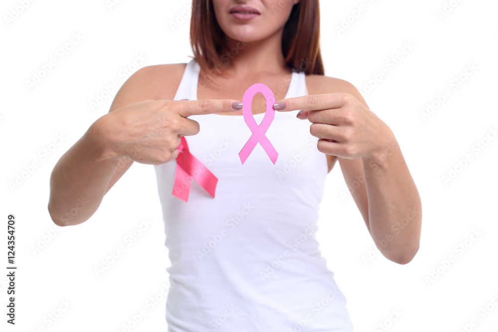 womans hand holding pink breast cancer awareness ribbon womans hand holding pink breast cancer awareness ribbon