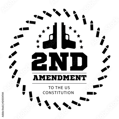 Second Amendment to the US Constitution to permit possession of weapons. Vector illustration on white