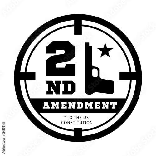 Second Amendment to the US Constitution to permit possession of weapons. Vector illustration on white