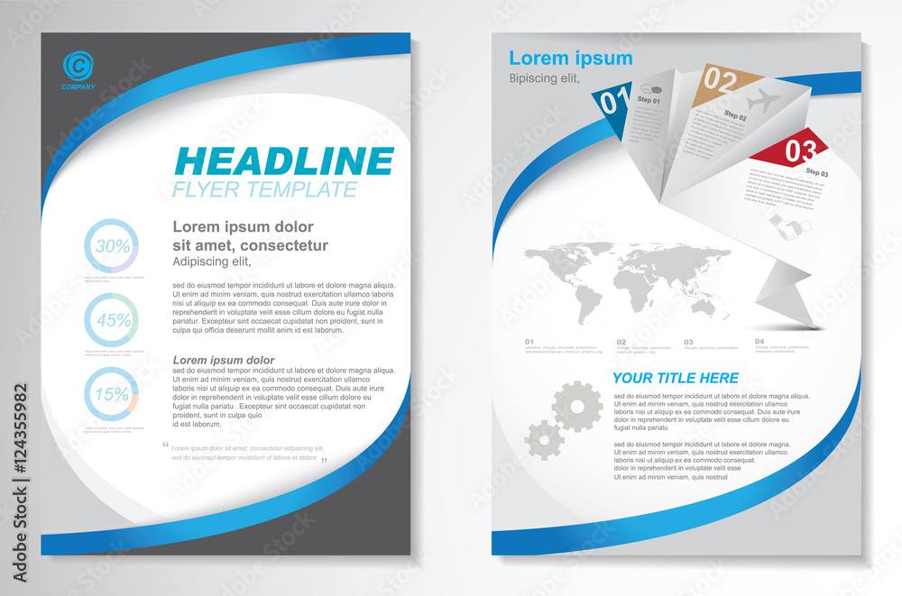 Fototapeta premium Vector Brochure Flyer design Layout template, size A4, Front page and back page, infographics. Easy to use and edit.