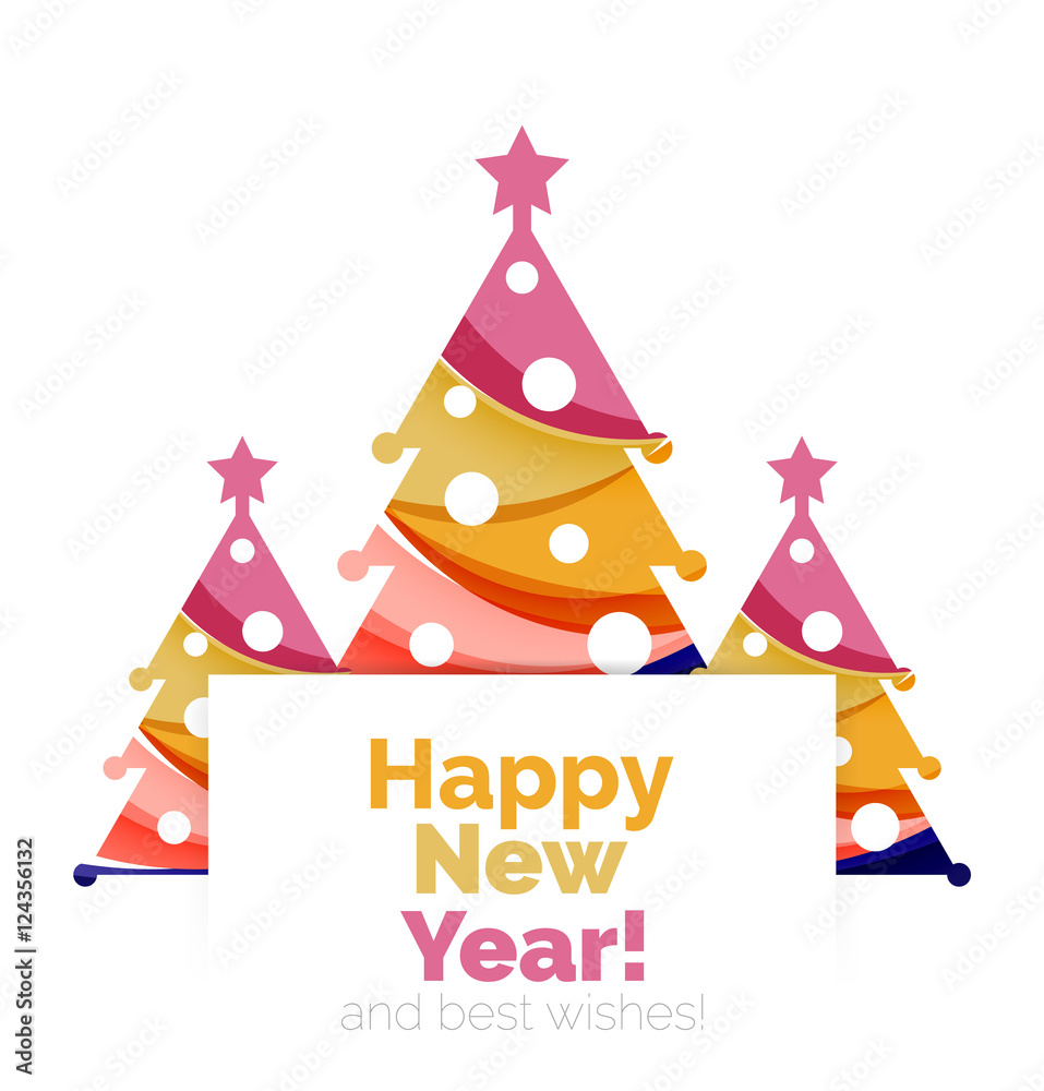 Christmas tree, New Year banner elements Christmas tree, New Year banner elements