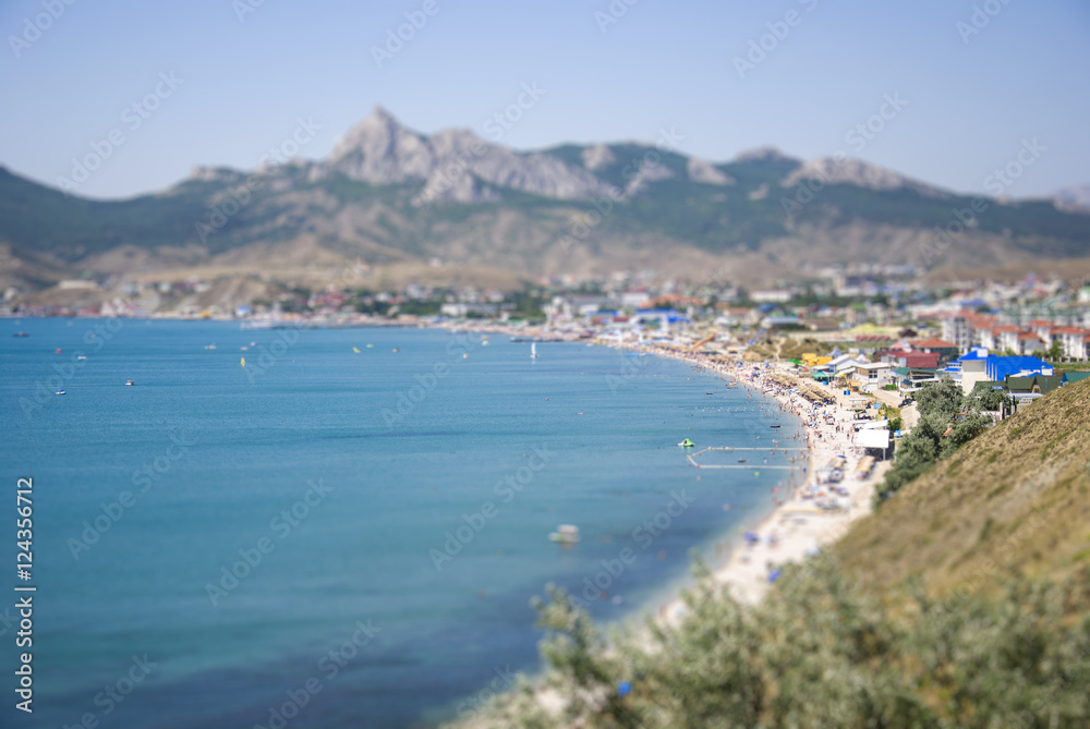 Scenery of Koktebel resort town in Crimea at summer