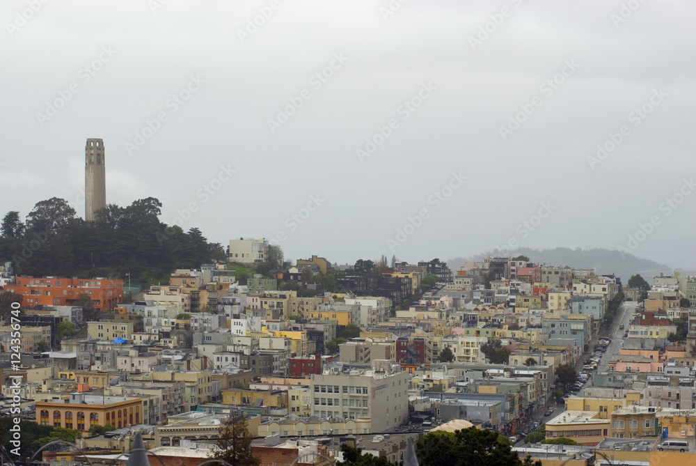Coit Tower in the rain