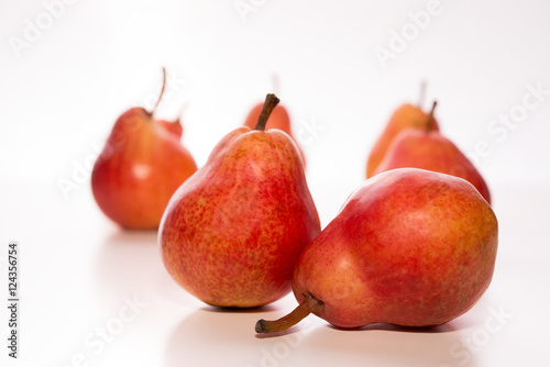 many pears on a white background