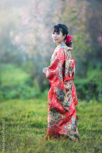 Asian woman wearing traditional Japanese Kimono  Japan