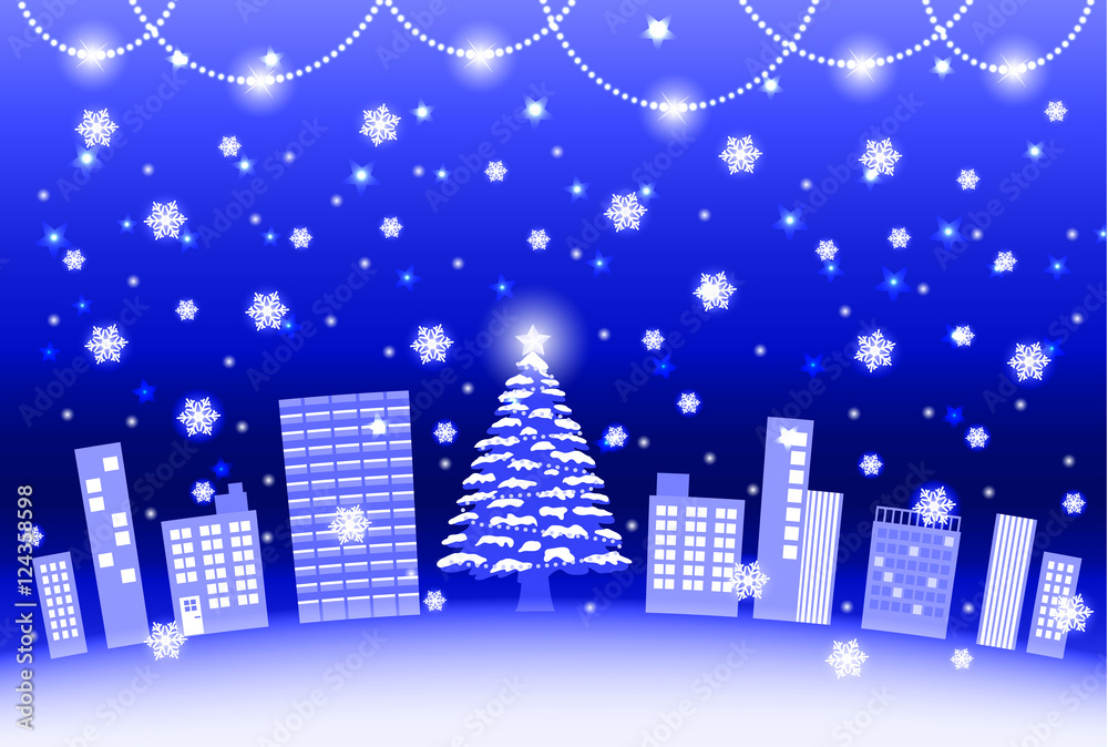 Fototapeta premium クリスマスの町のイラスト