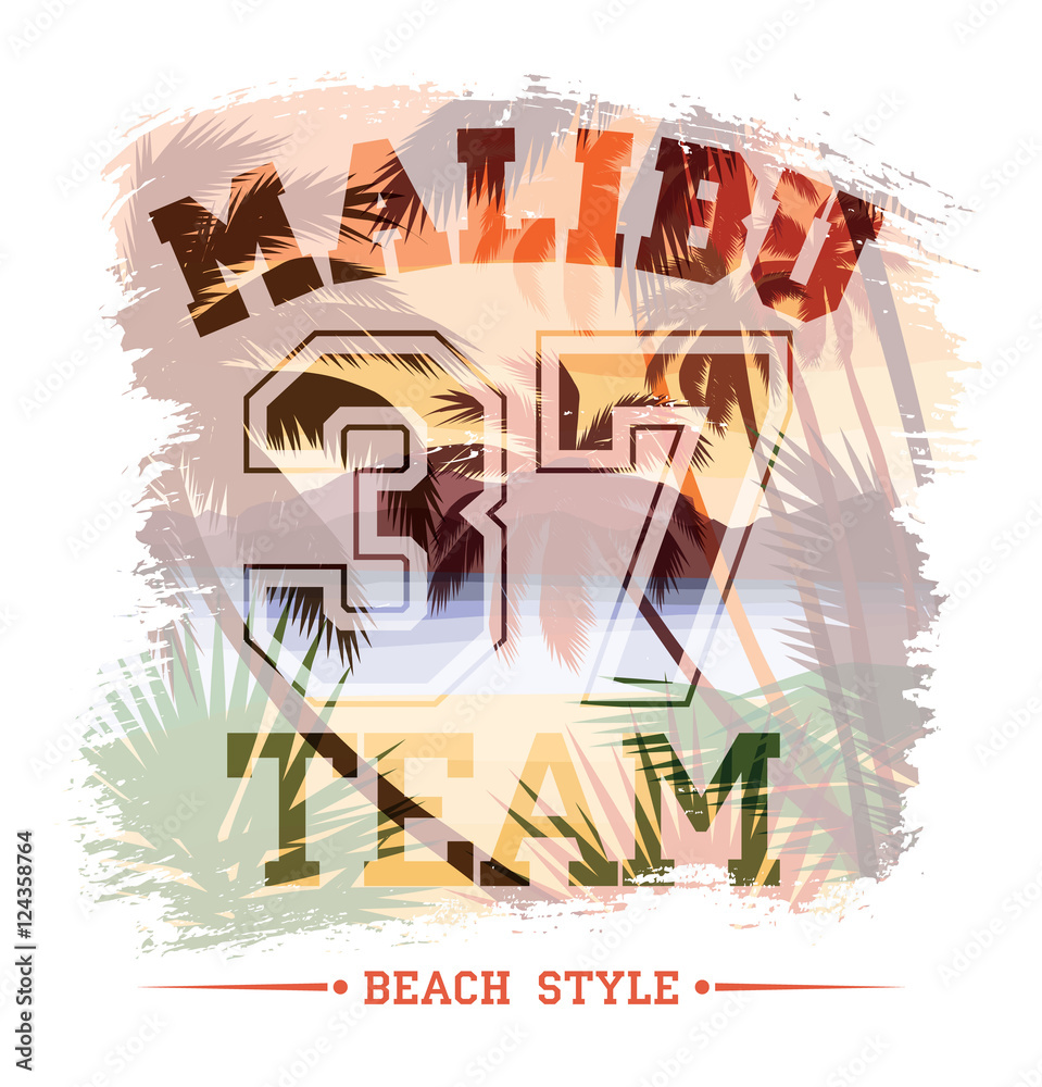 Tropical beach summer print with slogan.