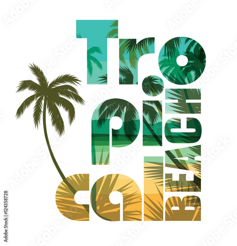Canvas Print Tropical beach summer print with slogan.