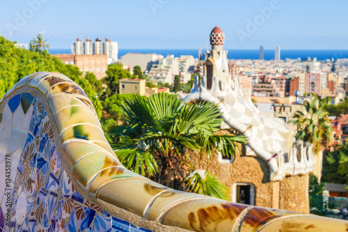 Park Guell by architect Antoni Gaudi, Barcelona, Spain photo