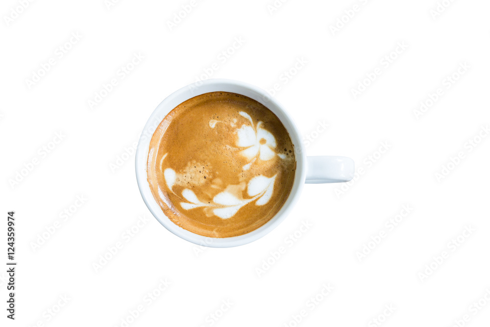 top view latte coffee cup on background top view latte coffee cup on background