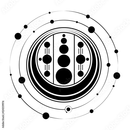 extraterrestrial crop circle, sacred geometry, stencil, vector