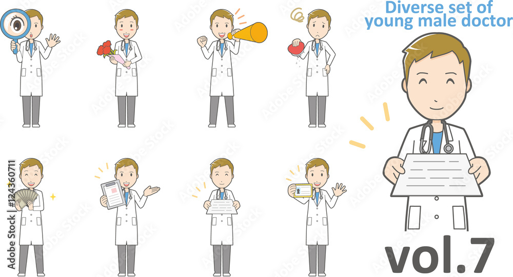 Diverse set of young male doctor , EPS10 vector format vol.7 Diverse set of young male doctor , EPS10 vector format vol.7