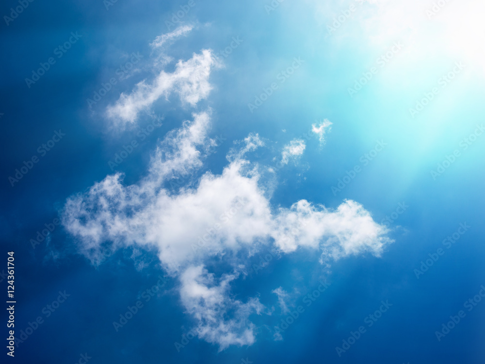 Fototapeta premium Blue sky with clouds and sun