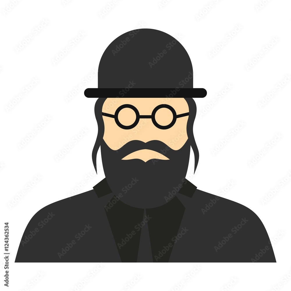 Jewish rabbi icon. Flat illustration of rabbi vector icon for web design