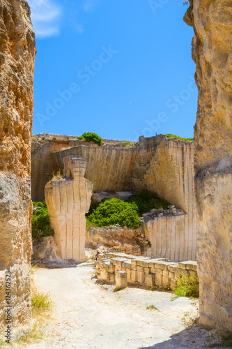 Old Des’hostal quarry entrance in sunny day at Menorca island, photo