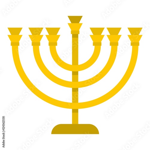 Jewish Menorah with candles icon. Flat illustration of menorah vector icon for web design