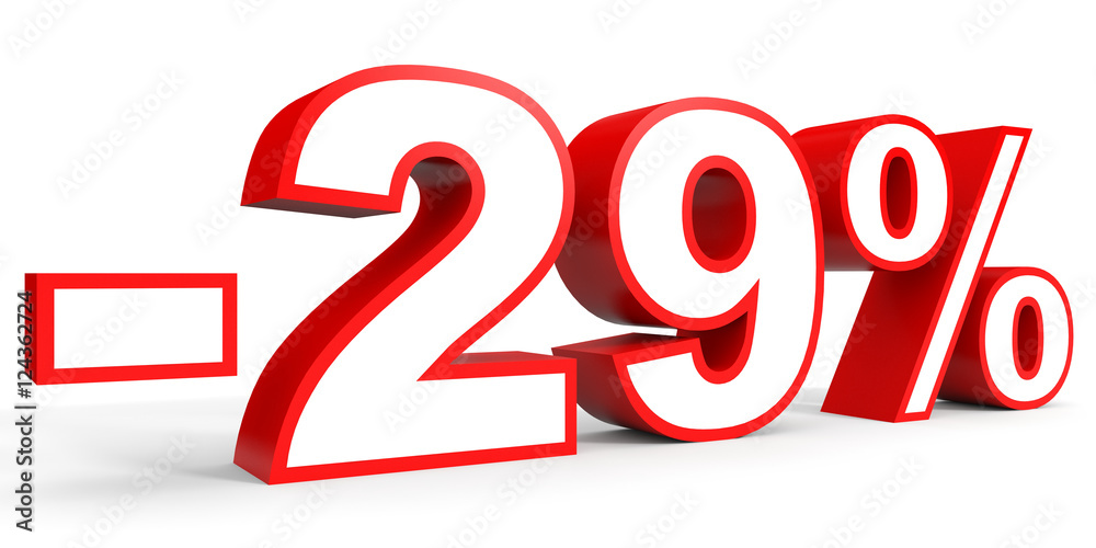 Discount 29 percent off. 3D illustration on white background. Discount 29 percent off. 3D illustration on white background.