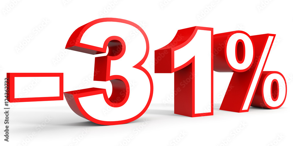 Discount 31 percent off. 3D illustration on white background. Discount 31 percent off. 3D illustration on white background.