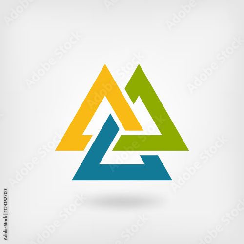 tricolor valknut symbol. interlocked triangles