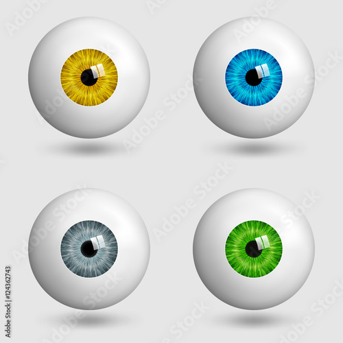set of realistic eyes with different colors of irises