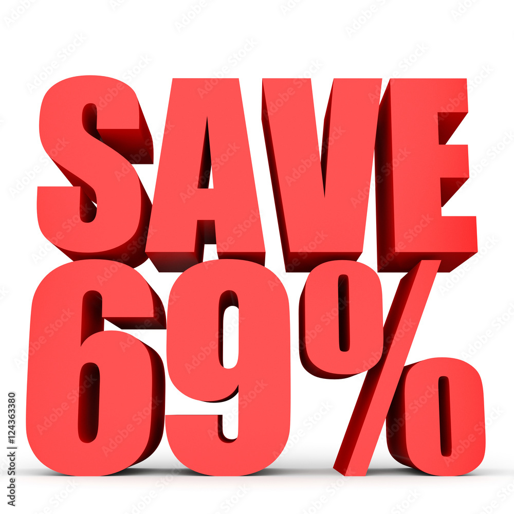 Discount 69 percent off. 3D illustration on white background. Discount 69 percent off. 3D illustration on white background.
