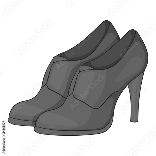 Women shoes on platform icon. Gray monochrome illustration of women shoes on platform vector icon for web
