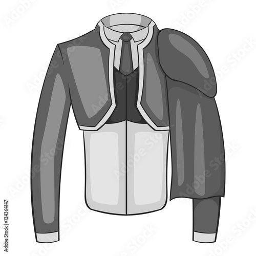 Costume of toreador icon. Gray monochrome illustration of costume of toreador vector icon for web