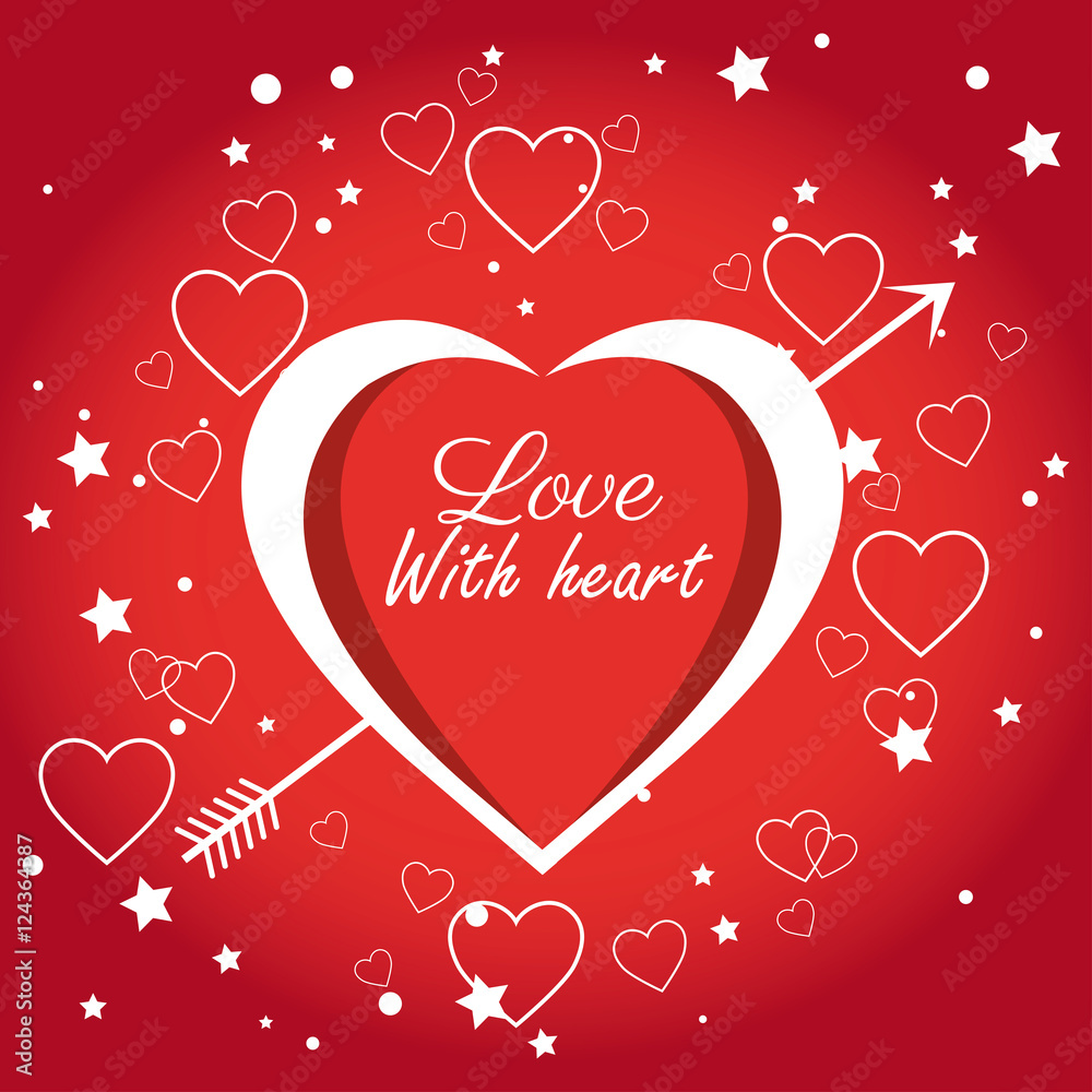 cute card love with heart and arrow vector illustration eps 10