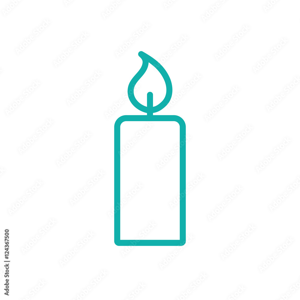 candle light burn wax blue thin line outline icon on white backg candle light burn wax blue thin line outline icon on white backg