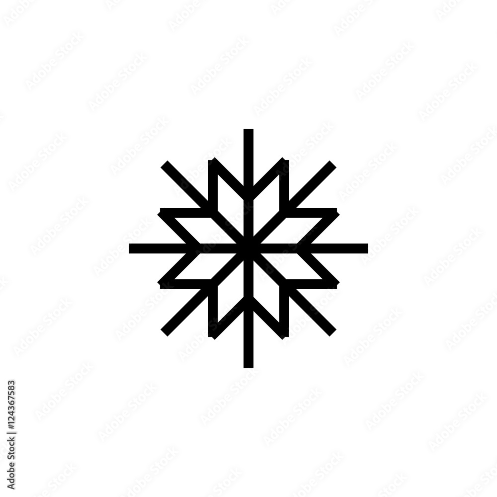 snowflake freeze winter black white thin line outline icon