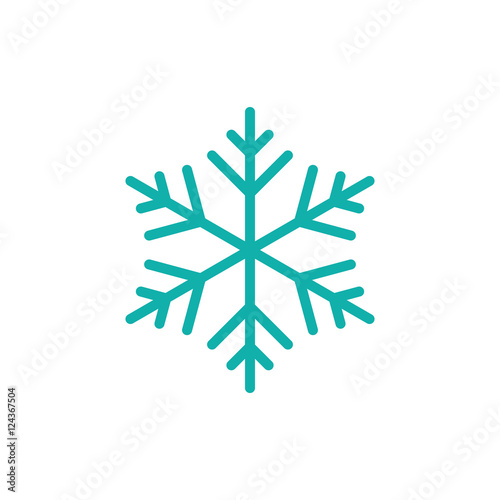 snowflake freeze winter blue white thin line outline icon