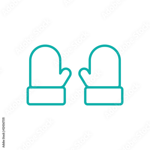 mitten glove pair potholder thin line outline blue icon on white
