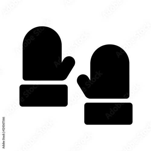 mitten glove pair potholder simple black icon on white backgroun