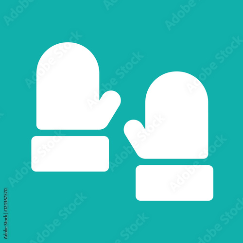 mitten glove pair potholder simple white icon on blue background