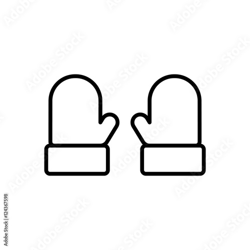 mitten glove pair potholder thin line outline black icon on whit