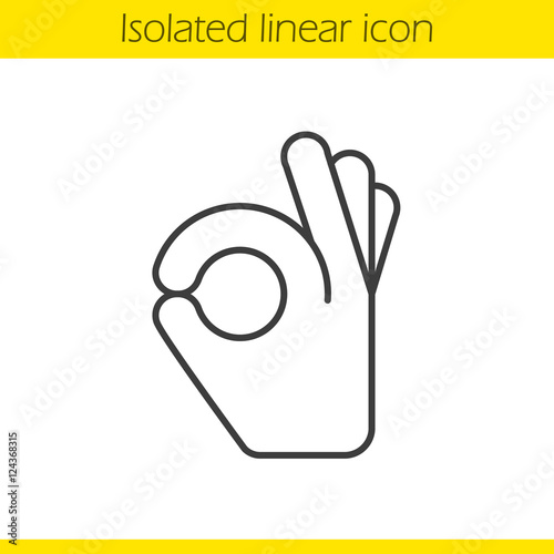 Fotografi OK hand gesture linear icon