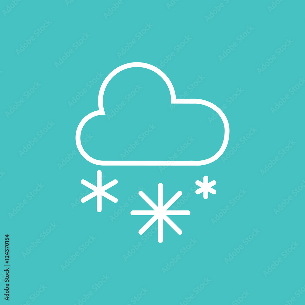 cloud snow snowflackes winter thin line outline white icon on bl cloud snow snowflackes winter thin line outline white icon on bl