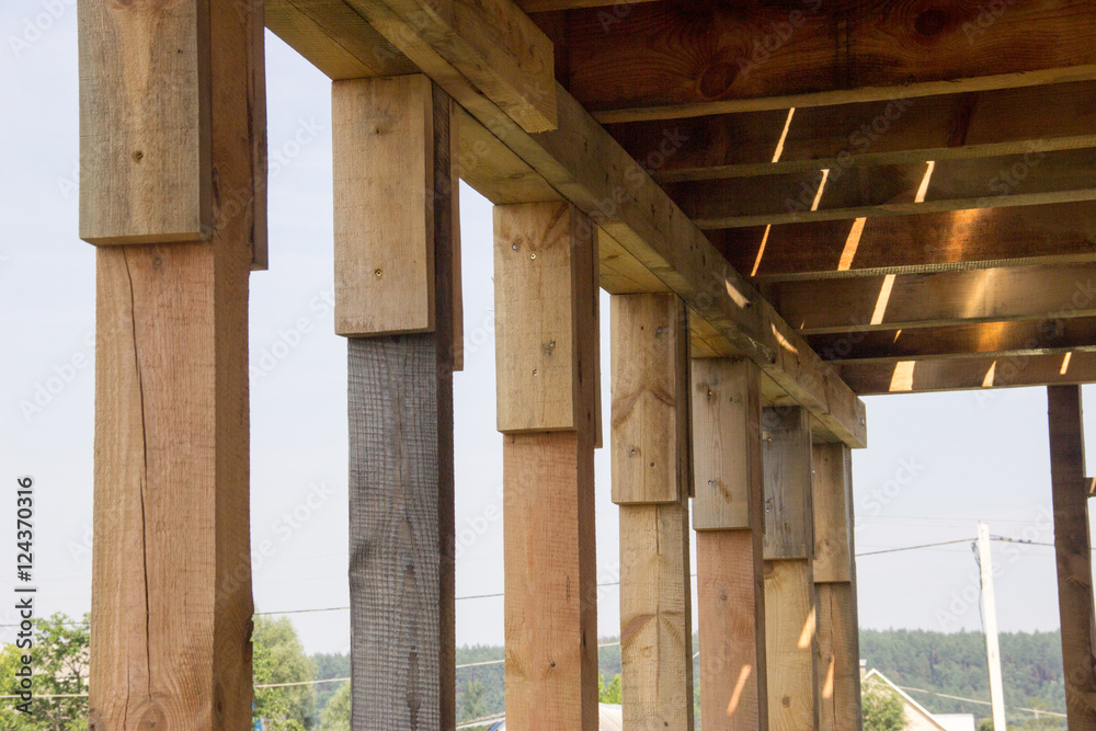 Obraz premium construction of wood frame residential building