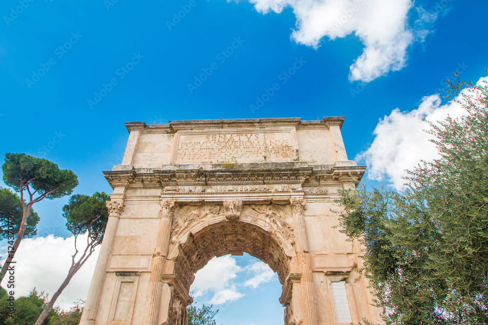 The Arch of Roman emperor Titus on Forum Romanum, Rome, Lazio, Italy 