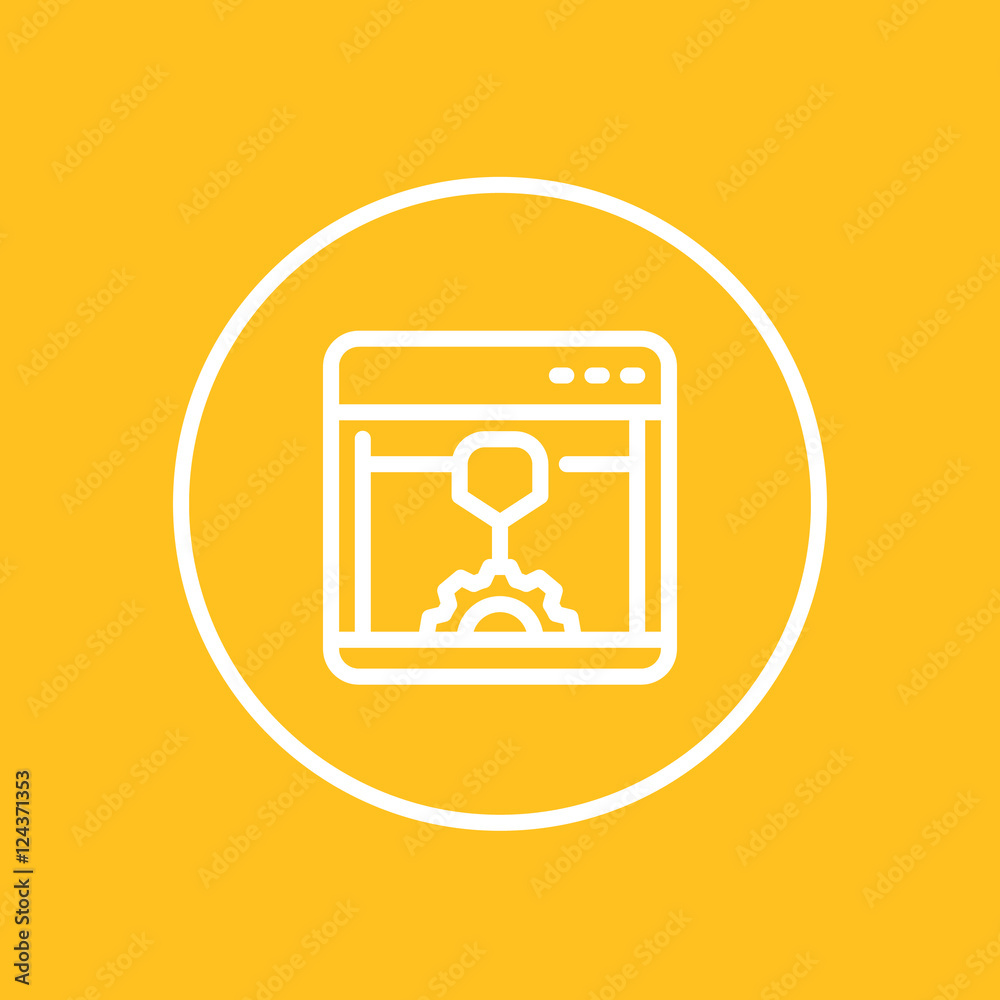3d printer line icon in circle, additive manufacturing, printing, vector illustration 3d printer line icon in circle, additive manufacturing, printing, vector illustration