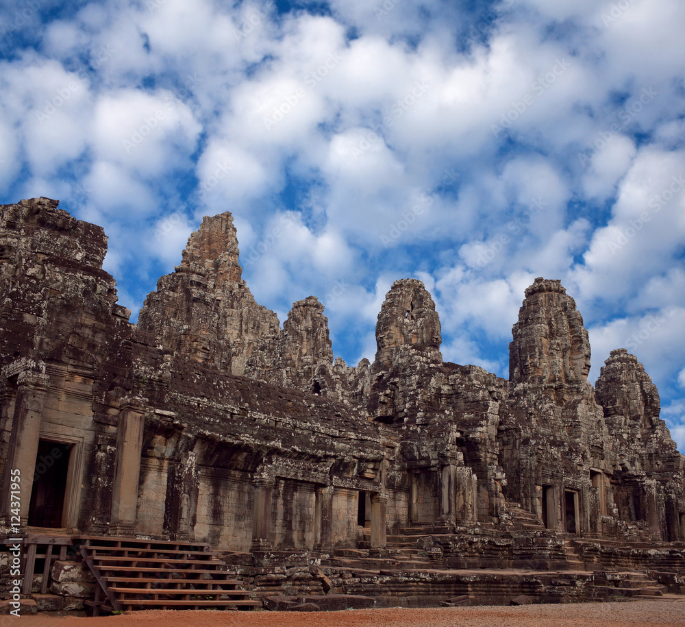 Ancient Prasat Bayon Temple in Angkor Thom, Cambodia