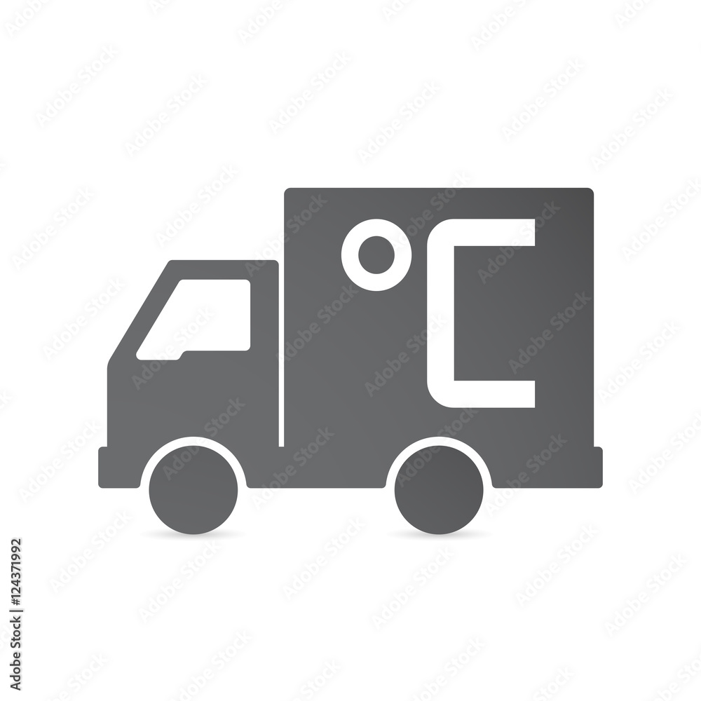 Isolated delivery truck with a celsius degree sign Isolated delivery truck with a celsius degree sign