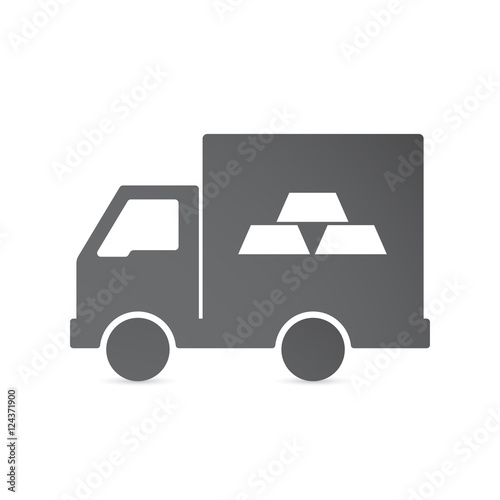 Isolated delivery truck with three gold bullions