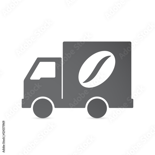 Isolated delivery truck with a coffee bean