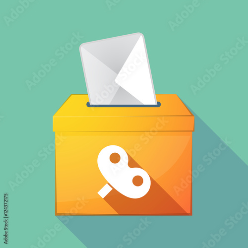 Long shadow ballot box with a toy crank